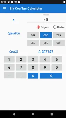 Sin Cos Tan Calculator android App screenshot 1